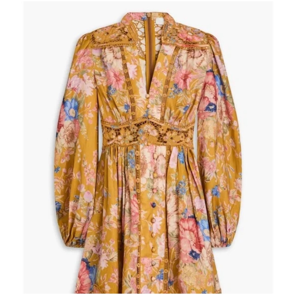 Zimmerman lace floral linen mini dress